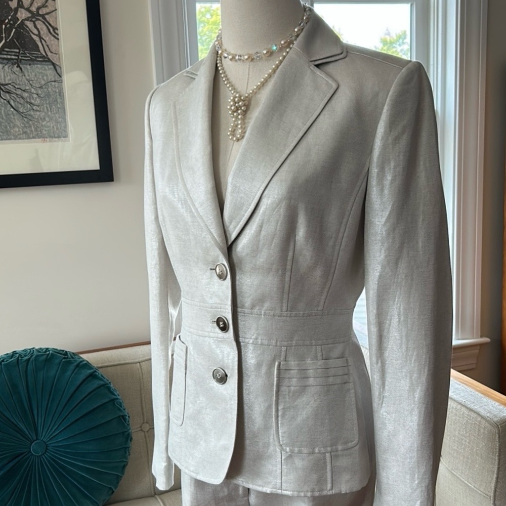 Tahari ASL Iridescent Linen Blend Pantsuit, NWT